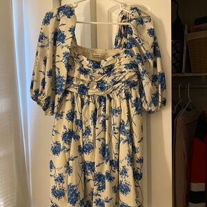 Abercrombie & Fitch Floral Emerson Poplin Puff Sleeve Mini Dress